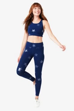 UpLift Leggings In Navy Tonal Star Foil