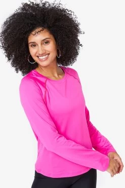 WorkIt Long Sleeve Tee In Terez Pink