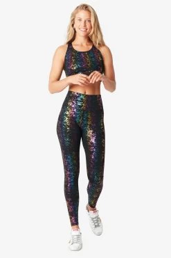 UpLift Leggings In Black Rainbow Foil Haze
