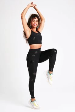 UpLift Leggings In Black Tonal Star Foil With Super-High Band
