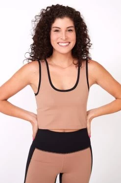 Colorblock Trim TLC Crop Top In Jet Black And Camel 12 Colorblock Trim TLC Crop Top In Jet Black And Camel -Chic Wear Shop 2ToneColorblock Trim CropTop CamelJetBlack 4