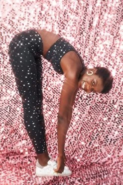 Uplift Leggings In Black Silver Mini Star Foil