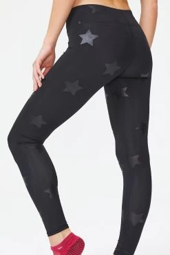 UpLift Leggings In Black Tonal Star Foil With Tall Band -Chic Wear Shop 3 edit