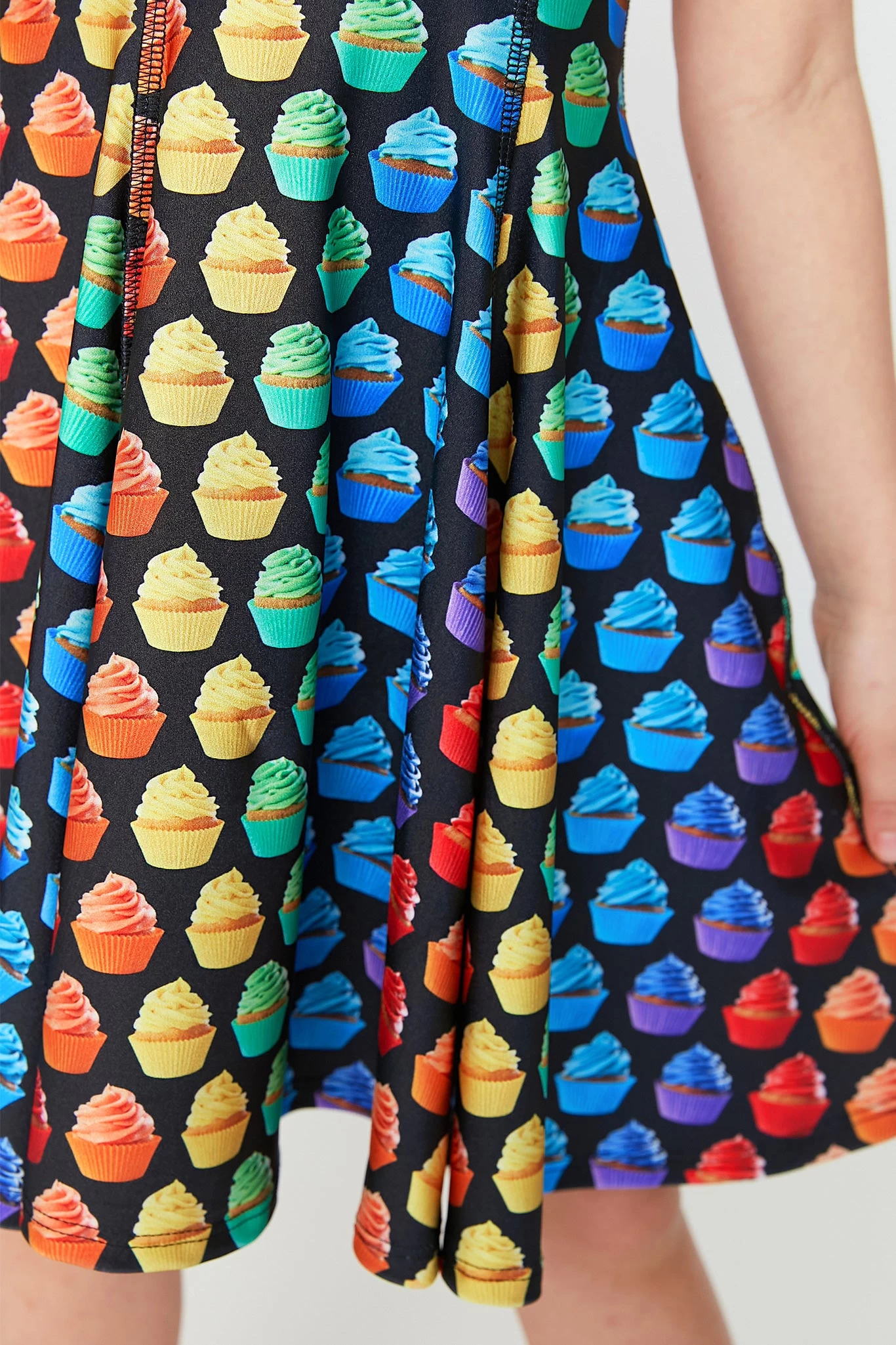 Kids Skater Dress In Rainbow Cupcakes 6 Kids Skater Dress In Rainbow Cupcakes - Image 4