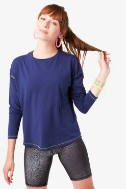 Bliss Long Sleeve Tee In Deep Blue -Chic Wear Shop 5 0497c910 0dc1 4dda 895f a5079eac1331