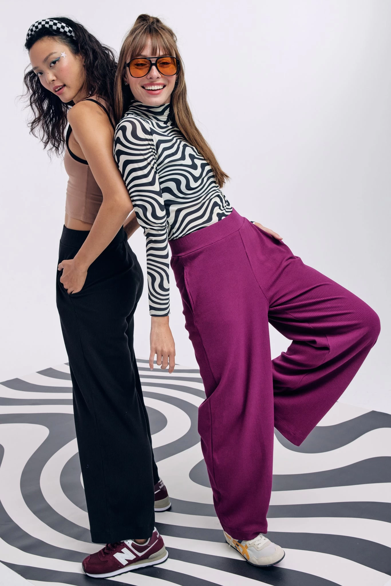 Rib Wide Leg Pant In Black Raspberry 7 Rib Wide Leg Pant In Black Raspberry - Image 5