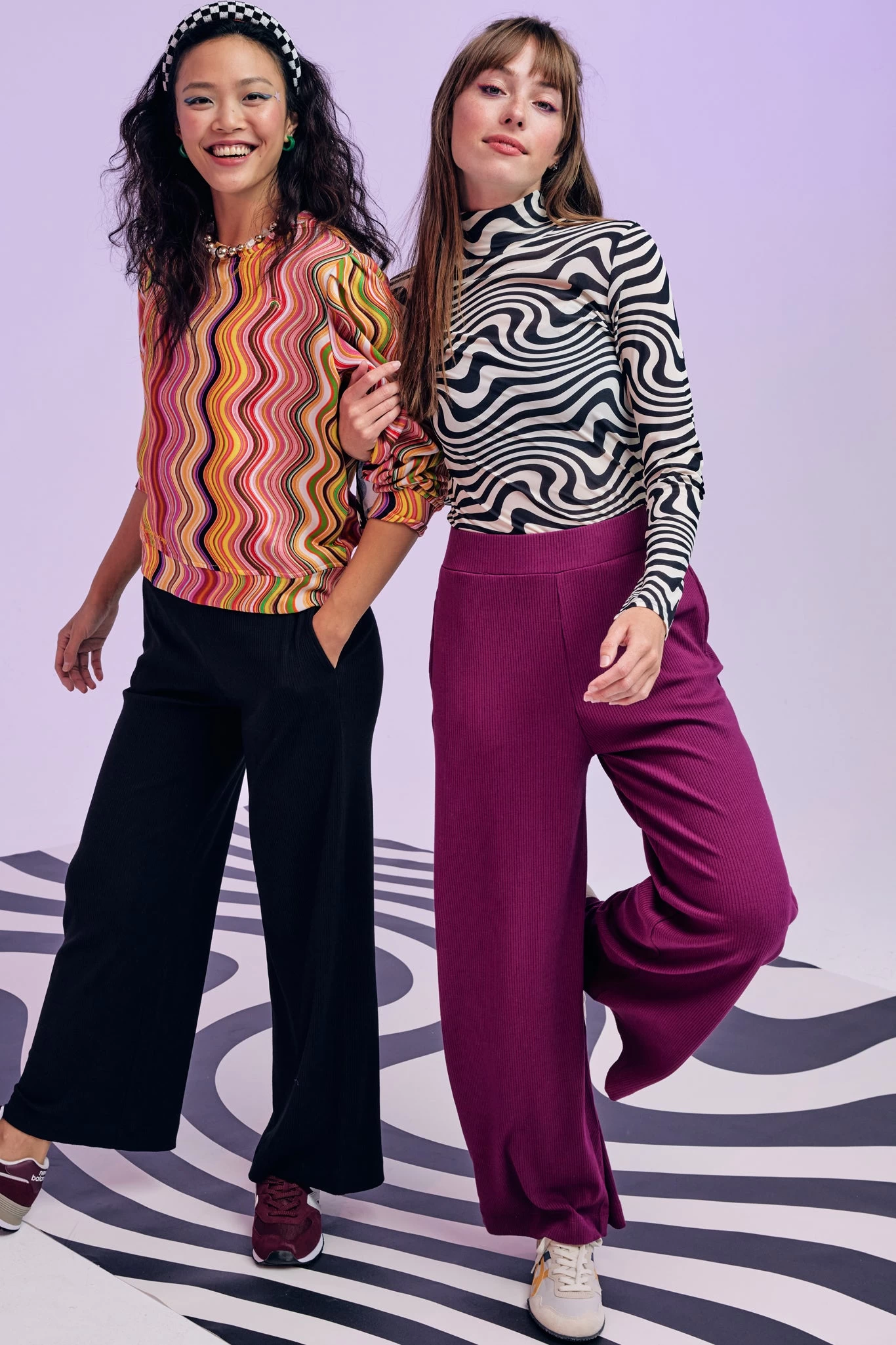 Rib Wide Leg Pant In Black Raspberry 4 Rib Wide Leg Pant In Black Raspberry - Image 2