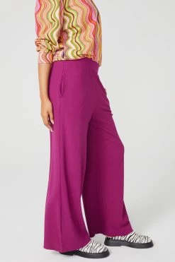 Rib Wide Leg Pant In Black Raspberry 10 Rib Wide Leg Pant In Black Raspberry -Chic Wear Shop BlackRapberry RibPant WideLeg PDP 4