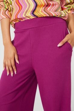 Rib Wide Leg Pant In Black Raspberry 11 Rib Wide Leg Pant In Black Raspberry -Chic Wear Shop BlackRapberry RibPant WideLeg PDP 5