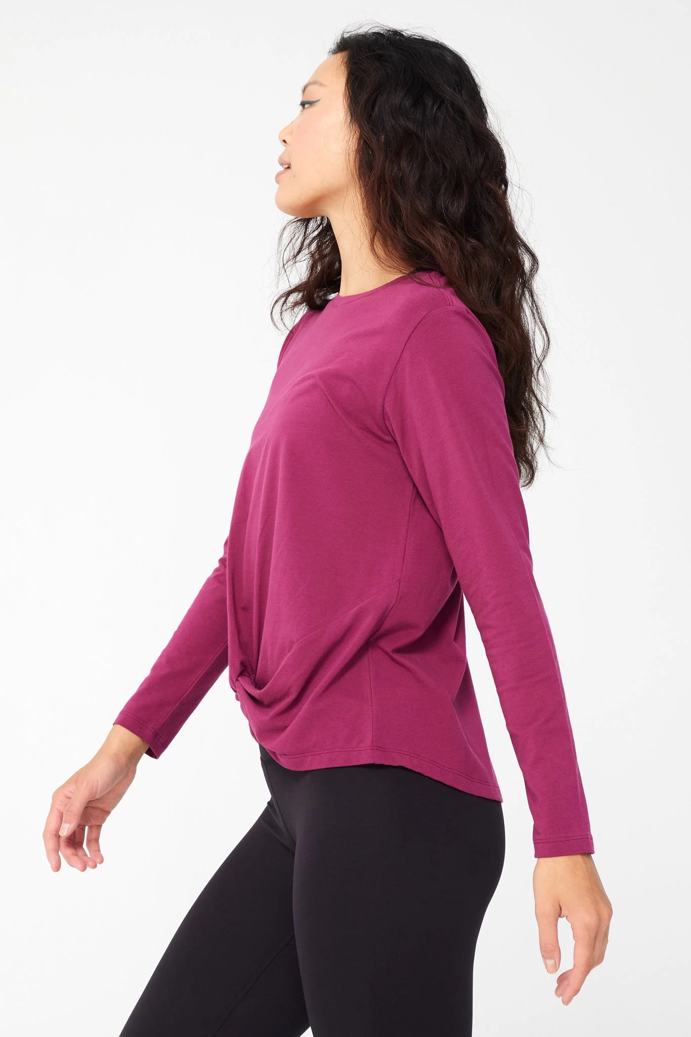Bliss Twist Front Long Sleeve Tee In Black Raspberry 5 Bliss Twist Front Long Sleeve Tee In Black Raspberry - Image 3
