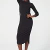 Long Sleeve Rib Dress In Black 1 Long Sleeve Rib Dress In Black -Chic Wear Shop Black L SRibDress 3