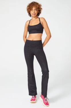 TLC Monogram Flare Leggings In Jet Black
