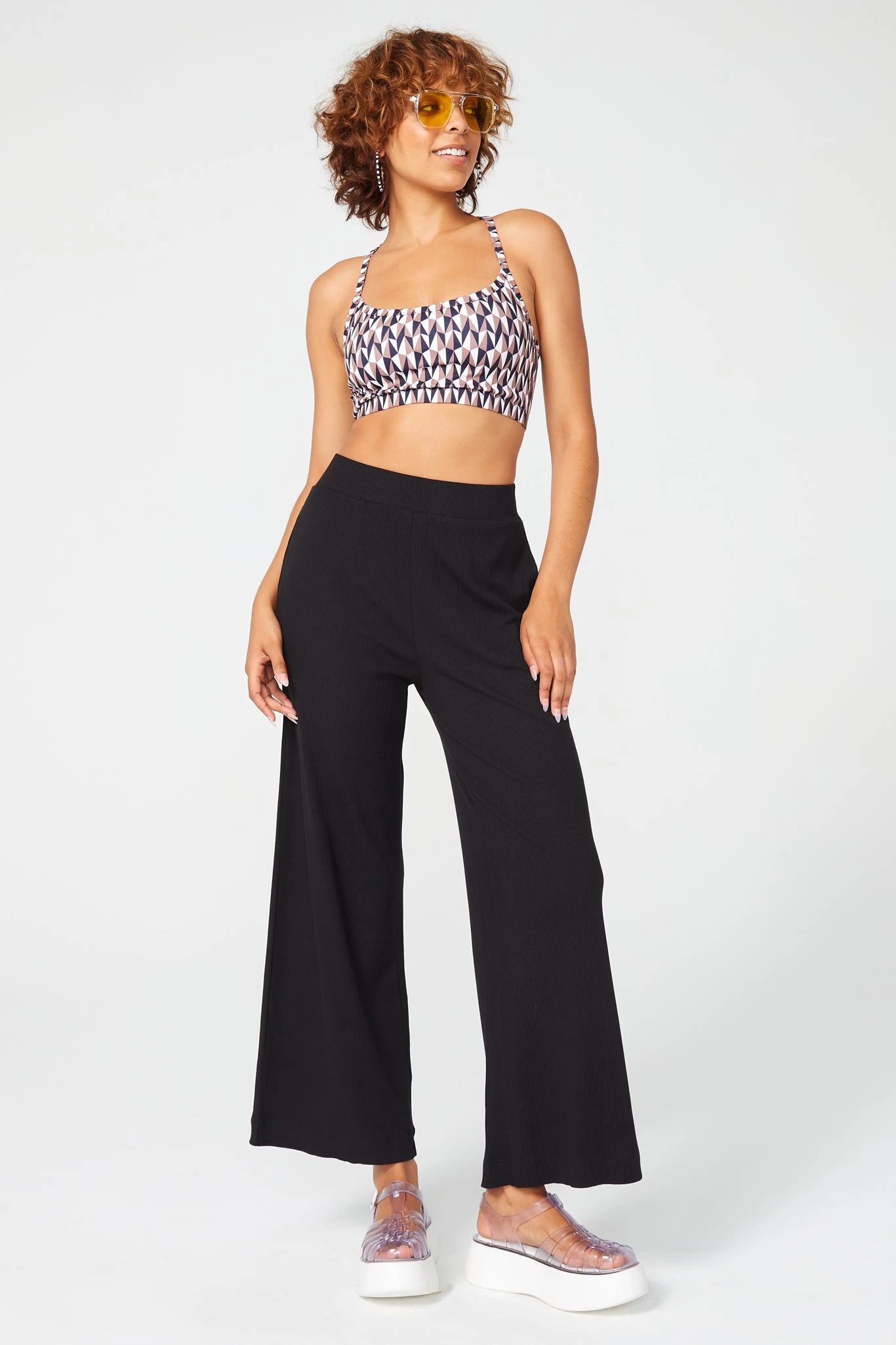 Rib Wide Leg Pant In Black 3 Rib Wide Leg Pant In Black
