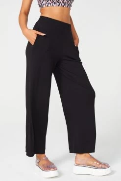 Rib Wide Leg Pant In Black 10 Rib Wide Leg Pant In Black -Chic Wear Shop Black Rib WideLegPant 2