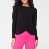 Bliss Twist Front Long Sleeve Tee In New Yorker Black
