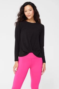 Bliss Twist Front Long Sleeve Tee In New Yorker Black