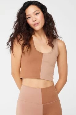 Two Tone TLC Crop Top In Aztec And Camel