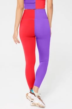 Two Tone TLC Leggings In Super Hot Red And Super Electric Purple 10 Two Tone TLC Leggings In Super Hot Red And Super Electric Purple -Chic Wear Shop Colorblock HotRedElectricPurple Legging 3
