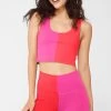 Two Tone TLC Crop Top In Super Hot Red And Terez Pink -Chic Wear Shop Colorblock HotRedTerezPink CropTop 1