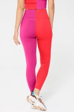 Two Tone TLC Leggings In Super Hot Red And Terez Pink 9 Two Tone TLC Leggings In Super Hot Red And Terez Pink -Chic Wear Shop Colorblock HotRedTerezPink Legging 3
