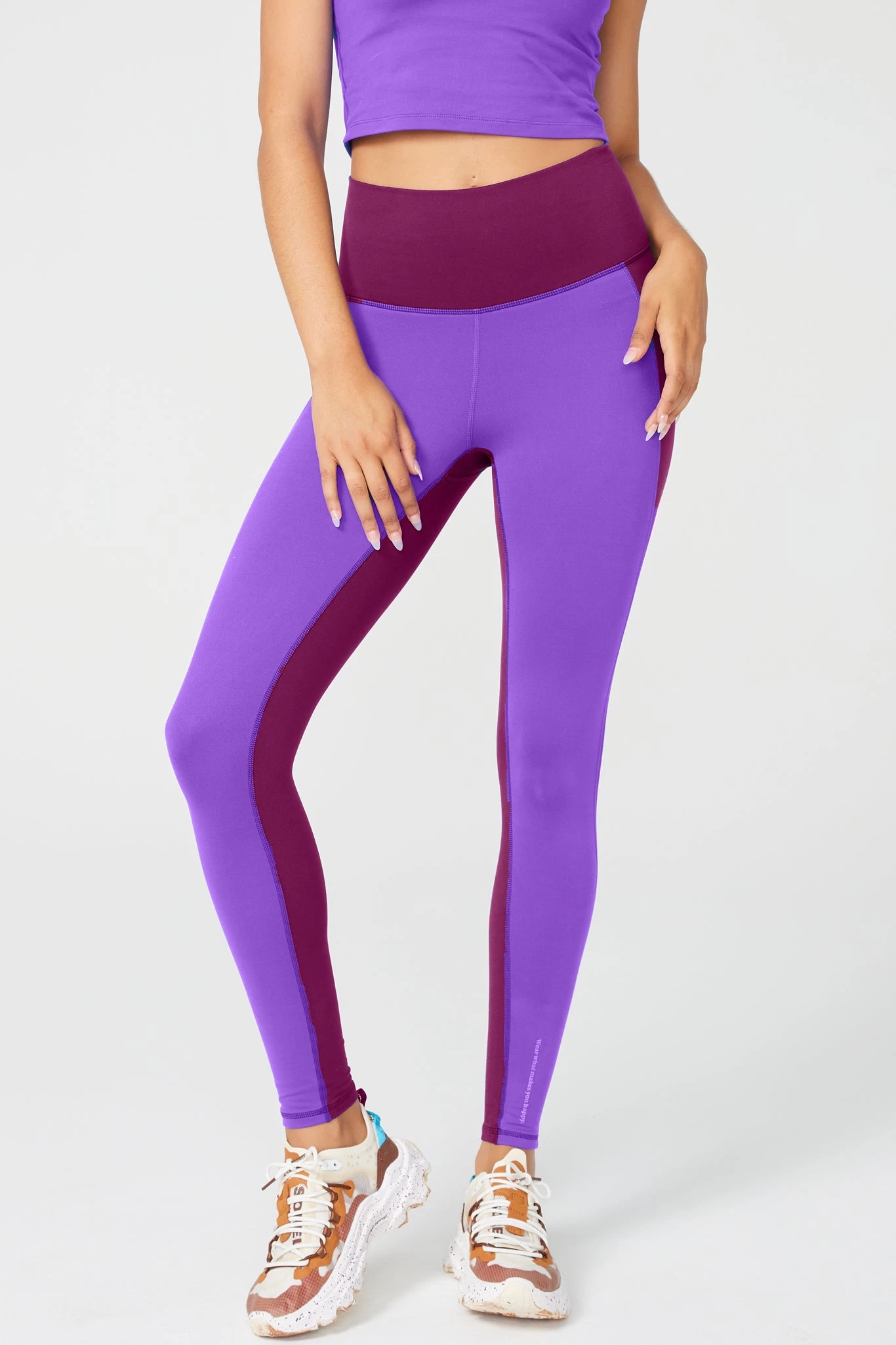 Colorblock TLC Leggings In Black Raspberry And Super Electric Purple 5 Colorblock TLC Leggings In Black Raspberry And Super Electric Purple - Image 3