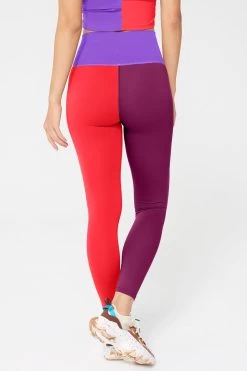 Tri Tone TLC Leggings -Chic Wear Shop Colorblock Tri HotRedElectricPurpleBlackRasp Legging 3