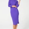 Long Sleeve Rib Dress In Electric Purple