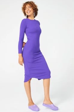 Long Sleeve Rib Dress In Electric Purple 13 Long Sleeve Rib Dress In Electric Purple -Chic Wear Shop ElectricPurple L SRibDress 4