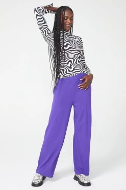 Rib Wide Leg Pant In Electric Purple 10 Rib Wide Leg Pant In Electric Purple -Chic Wear Shop ElectricPurple RibPant 1