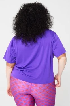 WorkIt Crop Tee In Electric Purple -Chic Wear Shop Extended ElectricPurple CropTop 3