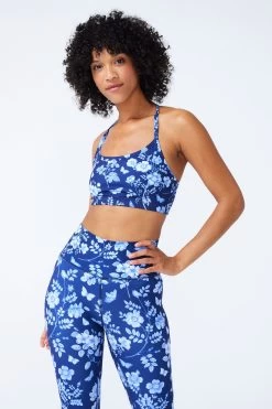 TLC Printed Y-Back Bralette In Navy Fine China -Chic Wear Shop FineChina Navy TLC Bra 5