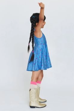 Girls Skater Dress In Floral Denim -Chic Wear Shop GirlsFall22 FloralDenim Dress 5