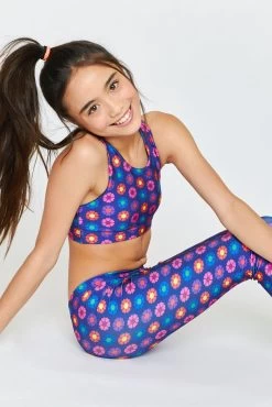 Girls Sports Bra In Heart Floral -Chic Wear Shop GirlsFall22 RetroFloral SportsBra 4