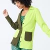 Rib Cardigan In Uniform Green And Acid Lime