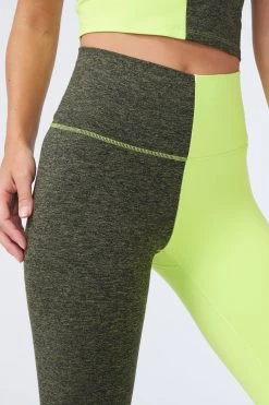 Two Tone TLC Leggings In Uniform Green And Acid Lime -Chic Wear Shop GreenColorblock Leggings 4