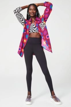 Button Down In Heart Floral Patchwork -Chic Wear Shop HeartFloral BWSwirl ButtonDown 3