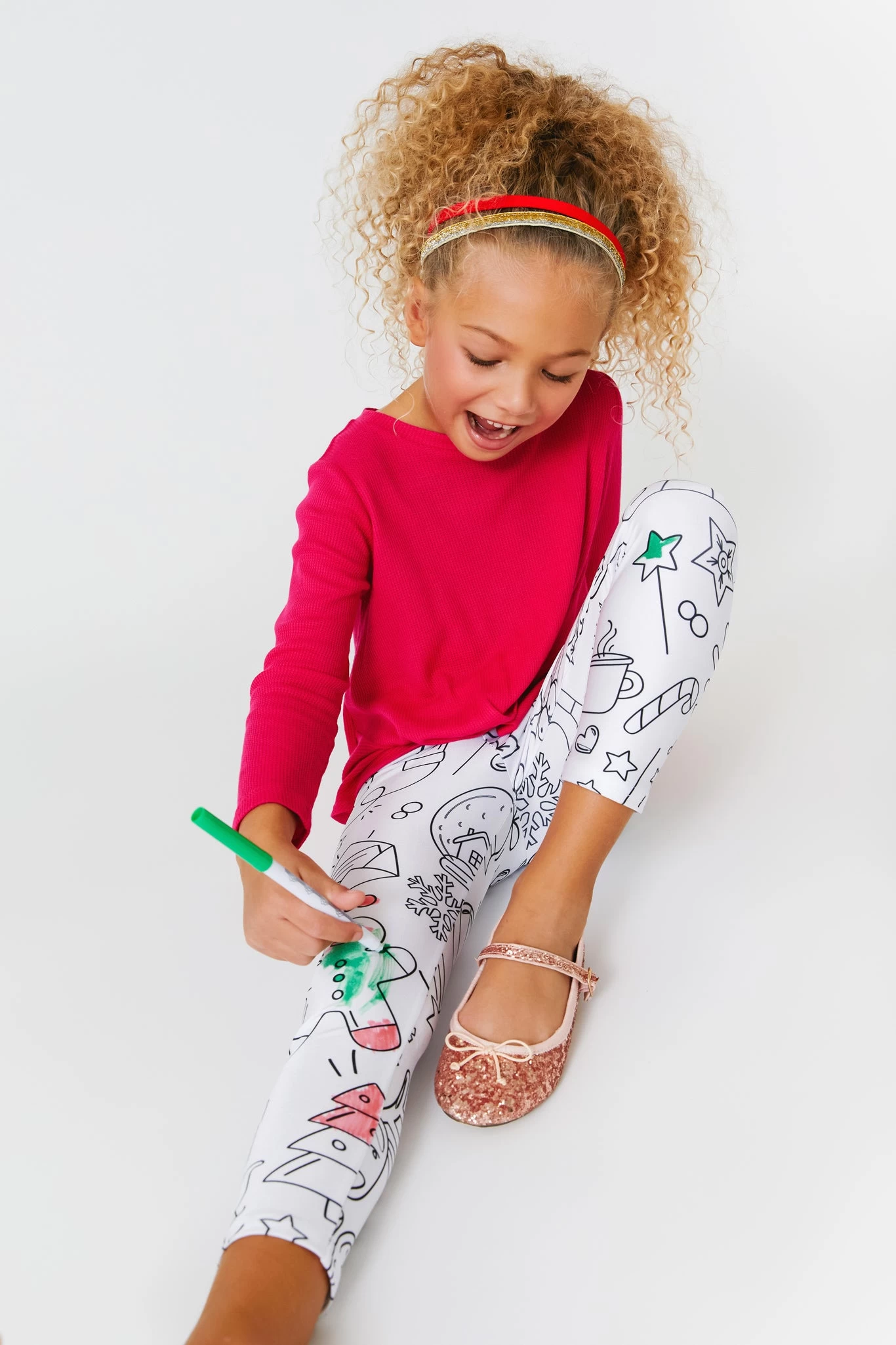 Girls Leggings In Christmas Coloring Book 5 Girls Leggings In Christmas Coloring Book - Image 3
