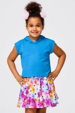 Kids Crop Hoodie In Turquoise