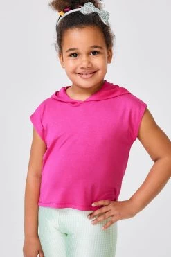 Girls Crop Hoodie In Terez Pink