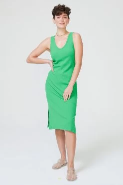 Rib Dress In Spring Green
