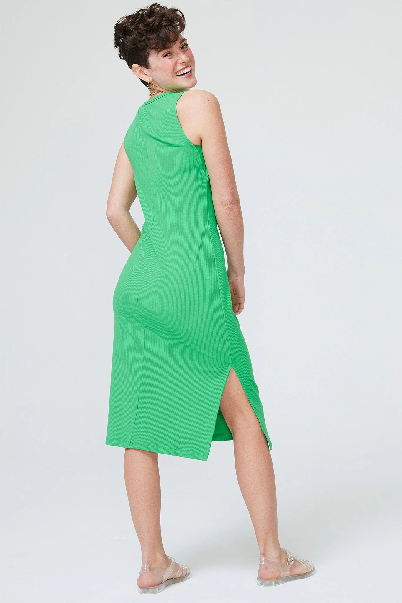Rib Dress In Spring Green 6 Rib Dress In Spring Green - Image 4