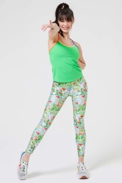 TLC Y-Back Tank In Spring Green Colorblock