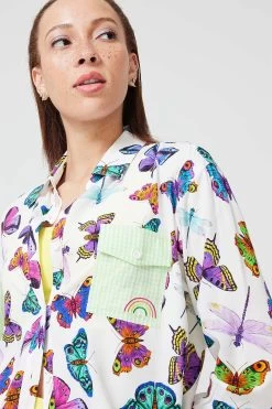 Button Down In Butterflies Patchwork -Chic Wear Shop LOOK 015 1794