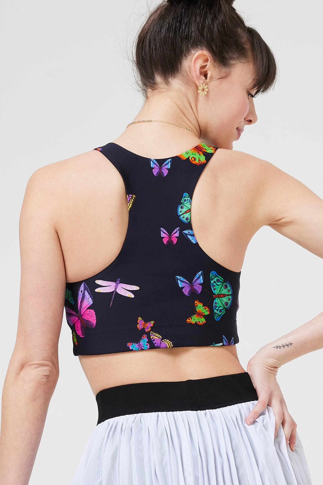 DuoKnit Sports Bra In Black Neon Butterflies 6 DuoKnit Sports Bra In Black Neon Butterflies - Image 4