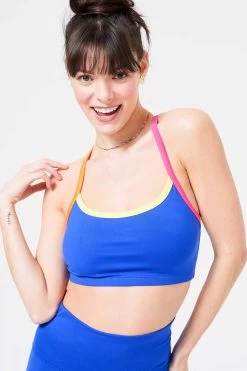 TLC Y-Back Bralette In Electric Blue Colorblock