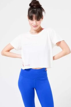 WorkIt Crop Tee In Sugar Swizzle