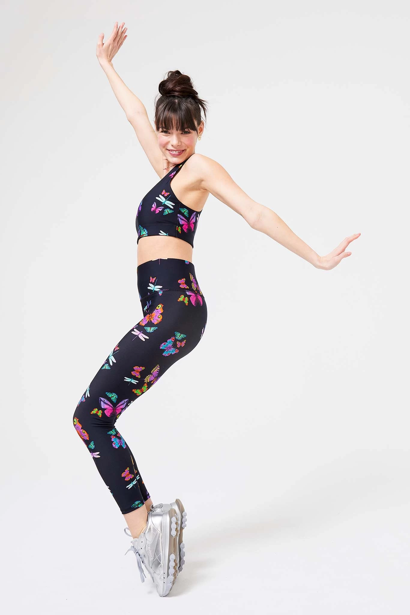 DuoKnit Sports Bra In Black Neon Butterflies 4 DuoKnit Sports Bra In Black Neon Butterflies - Image 2