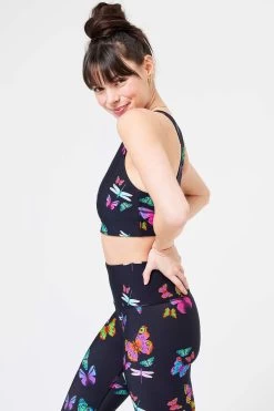 DuoKnit Sports Bra In Black Neon Butterflies 12 DuoKnit Sports Bra In Black Neon Butterflies -Chic Wear Shop LOOK 022 040