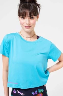 WorkIt Crop Tee In Aqua