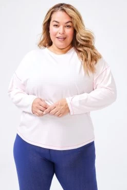 Bliss Long Sleeve Tee In Light Pink -Chic Wear Shop LightPink LSBlissTee 1